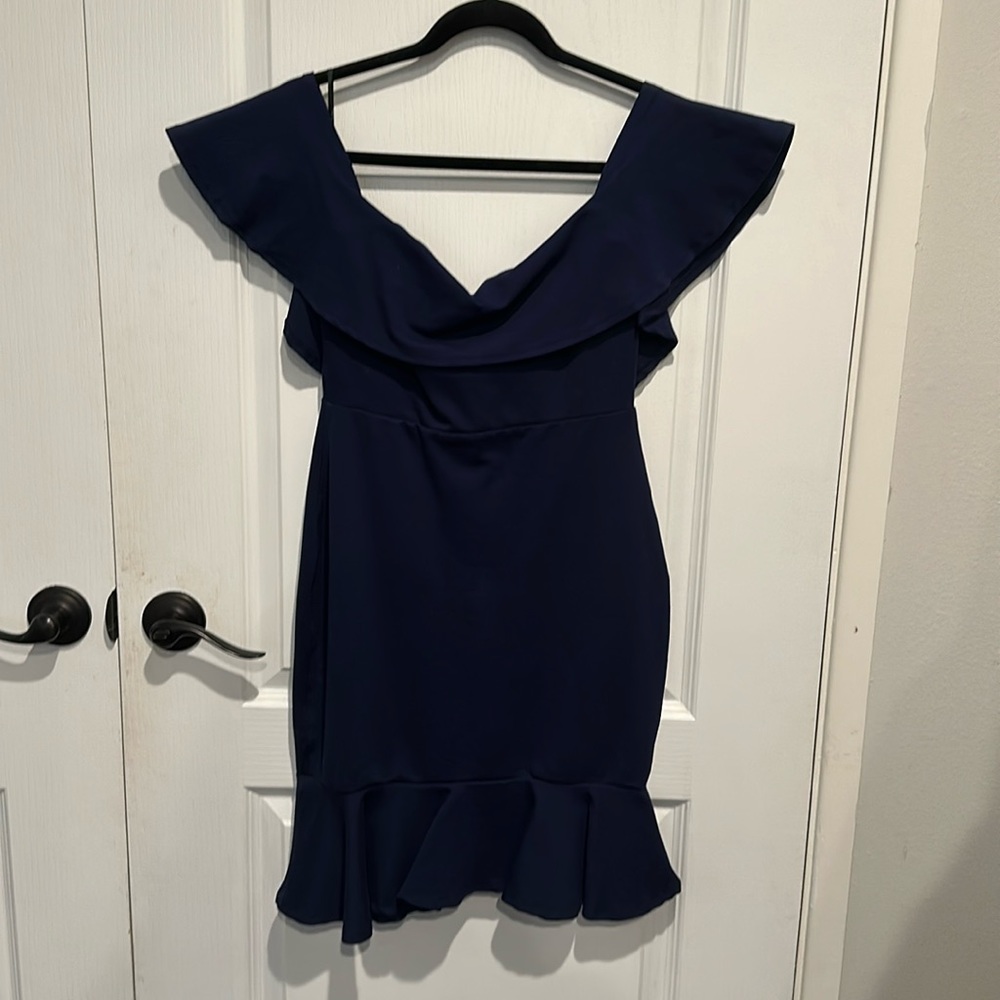 Lulus Navy Blue Off the Shoulder Dress Size Small